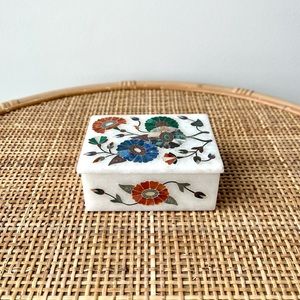 Floral Inlay Marble Box